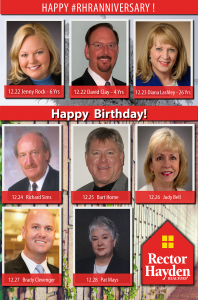 Celebrations for 12-29-2015:  Happy Anniversary to Jenny Rock of 6 Years, David Clay of 4 years, and Diana Lashley of 26 Years... Happy Birthday to Richard Sims, Bart Horne, Judy Bell, Brady Clevenger, and Pat Mays