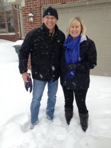 Ernie  Sheila Martin braving the deep snow to show a home!