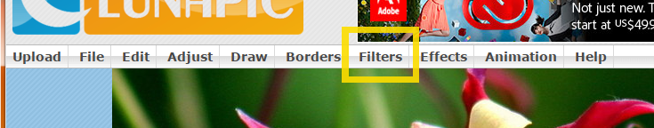 menu bar - filters