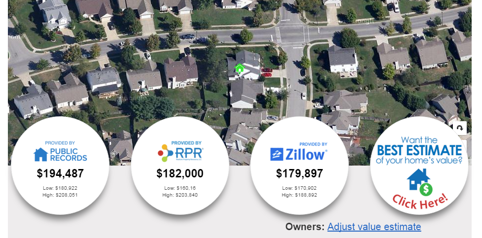 This screenshot of the report shows you that the value of a home can vary and it's beneficial to look at your home's market value from three different sources to get an idea of what it can sell for!